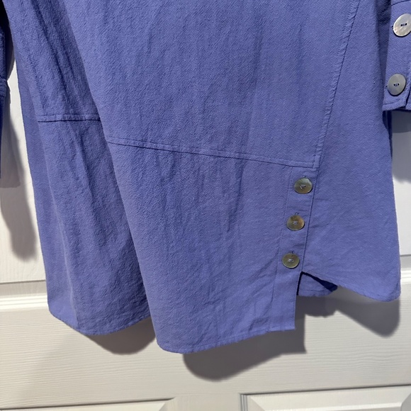 Soft Surroundings Gauze Artisan Woven Asymmetrical Tunic Top in Periwinkle- M - Picture 5 of 6